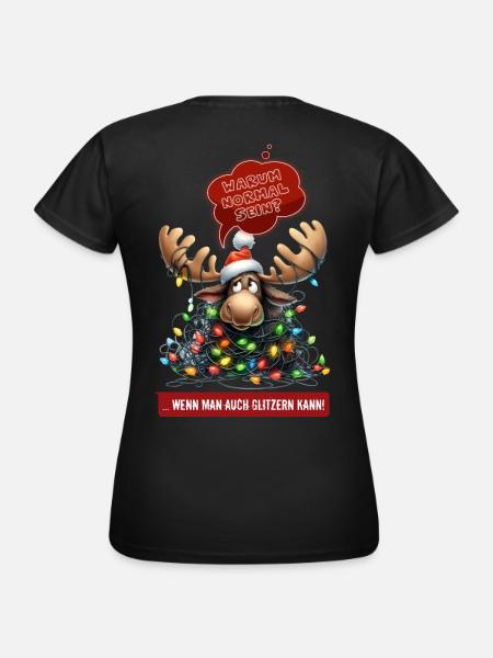 LUSTIGER ELCH | Weihnachtspulli | ugly sweater - Frauen T-Shirt - Schwarz