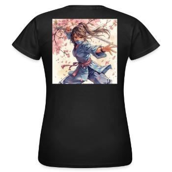 Flower Blade Ninja in Kimono - Women's T-Shirt - black - Back - AI Model Female 172 dark (172cm)