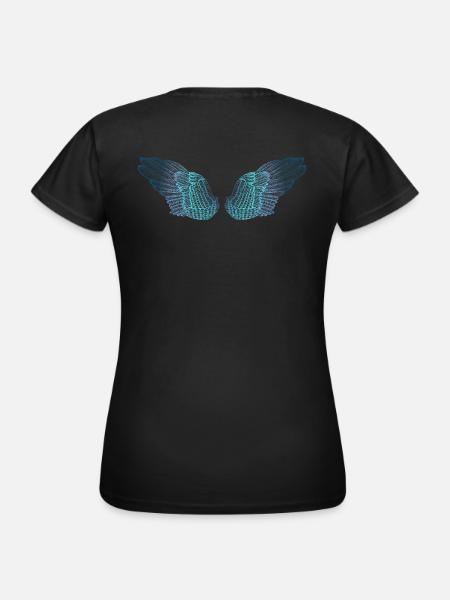 Ailes de papillon bleu plumeux pour fées - T-shirt Femme - noir