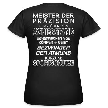 Sportschütze/Schießstand/Sportschießen/Schütze - Frauen T-Shirt - Schwarz - Hinten - AI Model Female 172 dark (172cm)