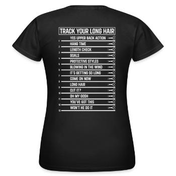 Track your long natural hair hair lengths - Women's T-Shirt - black - Back - AI Model Female 172 dark (172cm)