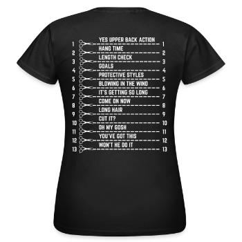 Track your long natural hair hair lengths - Women's T-Shirt - black - Back - AI Model Female 172 dark (172cm)