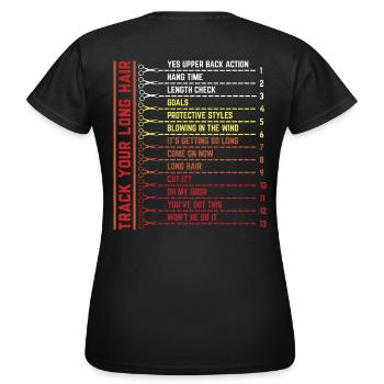 Track your long natural hair hair lengths - Women's T-Shirt - black - Back - AI Model Female 172 dark (172cm)