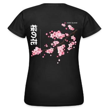 Cherry Blossom - Frauen T-Shirt - Schwarz - Hinten - AI Model Female 172 dark (172cm)