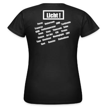 Licht Text - Frauen T-Shirt - Schwarz - Hinten - AI Model Female 172 dark (172cm)