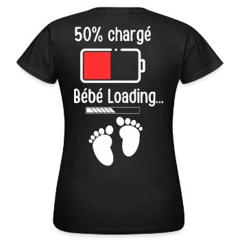 Baby Charging Battery 50% - Women's T-Shirt - black - Back - AI Model Female 172 dark (172cm)