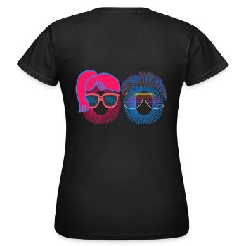 he and she, graphic art, couple - Frauen T-Shirt - Schwarz - Hinten - AI Model Female 172 dark (172cm)