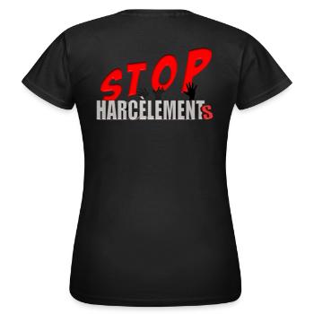 STOP HARCELEMENT - T-shirt Femme - noir - Dos - AI Model Female 172 dark (172cm)