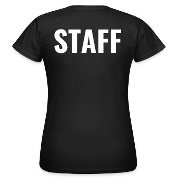 STAFF - T-shirt Noir Texte dans le Dos - T-shirt Femme - noir - Dos - AI Model Female 172 dark (172cm)