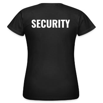 SÉCURITÉ texte chemise noire dos - T-shirt Femme - noir - Dos - AI Model Female 172 dark (172cm)