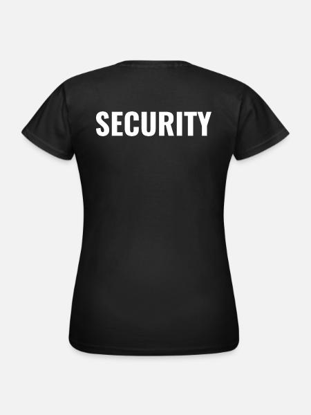 SECURITY text schwarzes Hemd hinten - Frauen T-Shirt - Schwarz