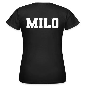 Nom - Milo - T-shirt Femme - noir - Dos - AI Model Female 172 dark (172cm)