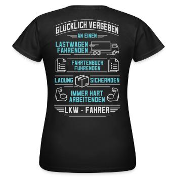LKW-Fahrer Vergeben - Frauen T-Shirt - Schwarz - Hinten - AI Model Female 172 dark (172cm)