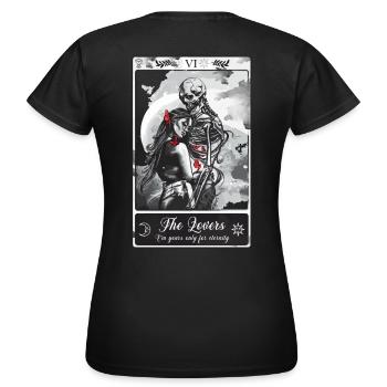 THE LOVERS Tarot card - Tarot-Karte Die Liebenden - Frauen T-Shirt - Schwarz - Hinten - AI Model Female 172 dark (172cm)