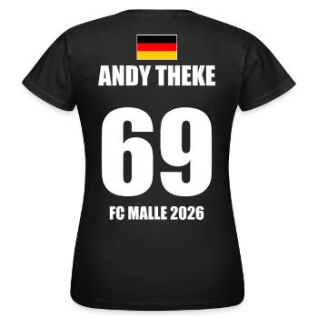 Malle 2026 Andy Theke 69 FC Malle 2026 - T-shirt Femme - noir - Dos - AI Model Female 172 dark (172cm)