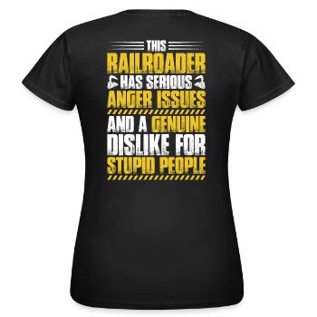 Eisenbahner Triebfahrzeugführer Railroader - Frauen T-Shirt - Schwarz - Hinten - AI Model Female 172 dark (172cm)
