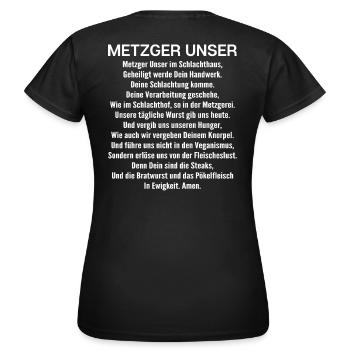 Metzger Fleischer Metzgerin Metzgerei Fleischerei - Frauen T-Shirt - Schwarz - Hinten - AI Model Female 172 dark (172cm)