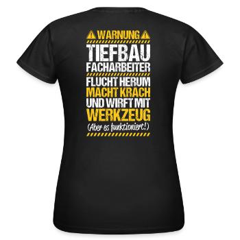 Tiefbaufacharbeiter Tiefbau Spezialtiefbauer - Frauen T-Shirt - Schwarz - Hinten - AI Model Female 172 dark (172cm)