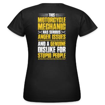 Zweiradmechatroniker Motorrad Motorcycle Mechanic - Frauen T-Shirt - Schwarz - Hinten - AI Model Female 172 dark (172cm)