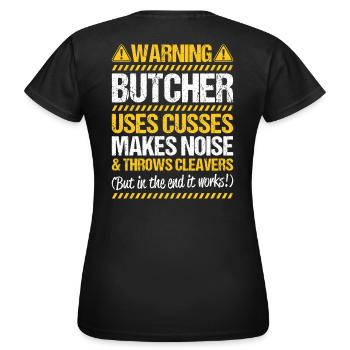 Fleischer Metzger Fleischerei Metzgerei Butcher - Frauen T-Shirt - Schwarz - Hinten - AI Model Female 172 dark (172cm)
