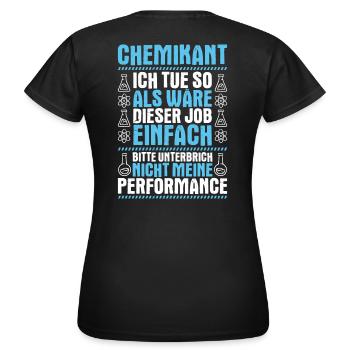 Chemikant Chemikantin chimie industrie chimique - T-shirt Femme - noir - Dos - AI Model Female 172 dark (172cm)