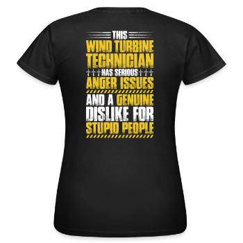 Servicetechniker Windenergieanlagen Windenergie - Frauen T-Shirt - Schwarz - Hinten - AI Model Female 172 dark (172cm)