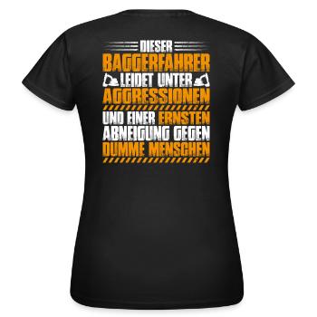 Baggerfahrer Baggerführer Heavy Equipment Operator - Frauen T-Shirt - Schwarz - Hinten - AI Model Female 172 dark (172cm)