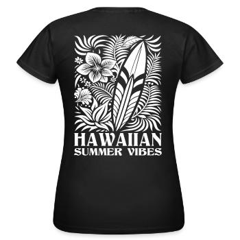 Hawaii - Sommer Sonne Wellenreiten - Frauen T-Shirt - Schwarz - Hinten - AI Model Female 172 dark (172cm)