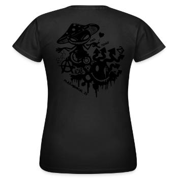 Tekno Recycle - Frauen T-Shirt - Schwarz - Hinten - AI Model Female 172 dark (172cm)