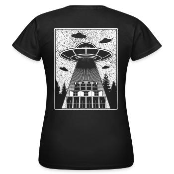 Tekno 23 Alien UFO - T-shirt Femme - noir - Dos - AI Model Female 172 dark (172cm)