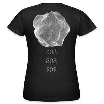 Techno dessin abstrait, synthétiseur 303 808 909 - T-shirt Femme - noir - Dos - AI Model Female 172 dark (172cm)