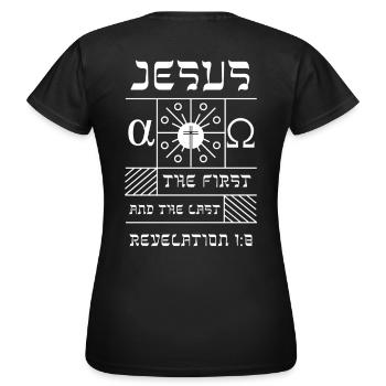 Alpha et Oméga - T-shirt Femme - noir - Dos - AI Model Female 172 dark (172cm)