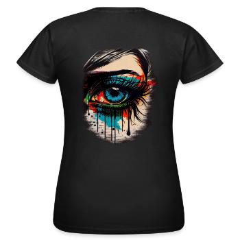 Œil psychédélique avec des détails colorés à l’aérographe - T-shirt Femme - noir - Dos - AI Model Female 172 dark (172cm)