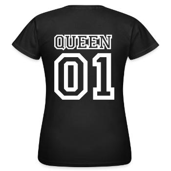 Queen 01, Paar-Liebe, verliebt, Beziehung, liebe - Frauen T-Shirt - Schwarz - Hinten - AI Model Female 172 dark (172cm)