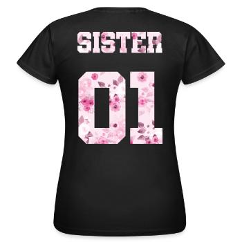 Sister 01 rose print - Women's T-Shirt - black - Back - AI Model Female 172 dark (172cm)