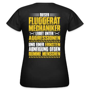 Fluggerätmechaniker Flugzeugmechaniker - Frauen T-Shirt - Schwarz - Hinten - AI Model Female 172 dark (172cm)