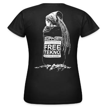 support freetekno - Women's T-Shirt - black - Back - AI Model Female 172 dark (172cm)