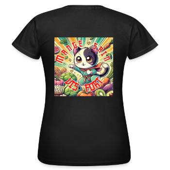 Gesund essen, hart leben - Frauen T-Shirt - Schwarz - Hinten - AI Model Female 172 dark (172cm)