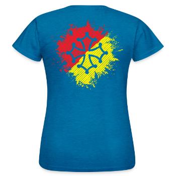 Occitania, Croix Occitanie, Cadeau Sud - Women's T-Shirt - antique blue sapphire heather - Back - AI Model Female 172 dark (172cm)
