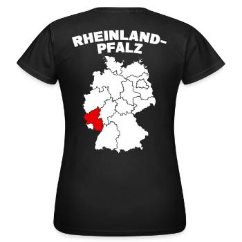 Bundesland Rheinland-Pfalz - Frauen T-Shirt - Schwarz - Hinten - AI Model Female 172 dark (172cm)