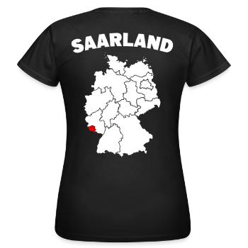 Bundesland Saarland - Frauen T-Shirt - Schwarz - Hinten - AI Model Female 172 dark (172cm)