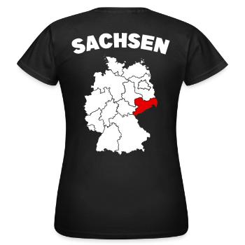 Bundesland Sachsen - Frauen T-Shirt - Schwarz - Hinten - AI Model Female 172 dark (172cm)