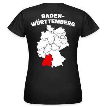 Bundesland Baden-Württemberg - Frauen T-Shirt - Schwarz - Hinten - AI Model Female 172 dark (172cm)