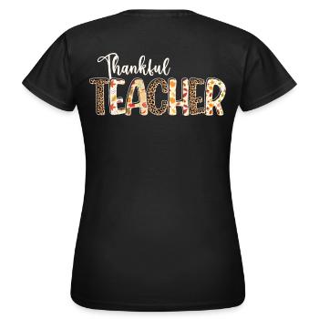 Leopard Fall Autumn - Thankful Teacher - Frauen T-Shirt - Schwarz - Hinten - AI Model Female 172 dark (172cm)