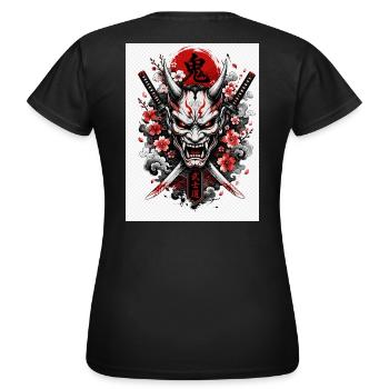 Dämonen Oni Katana - Frauen T-Shirt - Schwarz - Hinten - AI Model Female 172 dark (172cm)
