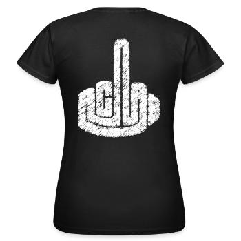 acab tekno 23 - Frauen T-Shirt - Schwarz - Hinten - AI Model Female 172 dark (172cm)