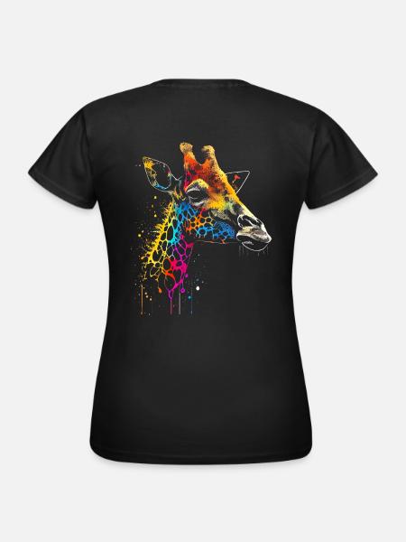 Bunte Giraffe Graffiti Airbrush Artwork - Frauen T-Shirt - Schwarz
