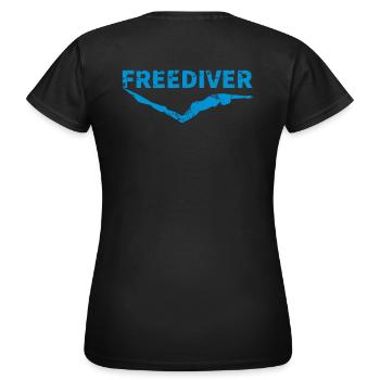Apnoe-Taucher horizontal - Frauen T-Shirt - Schwarz - Hinten - AI Model Female 172 dark (172cm)