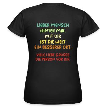Lieber Mensch hinter mir - Frauen T-Shirt - Schwarz - Hinten - AI Model Female 172 dark (172cm)