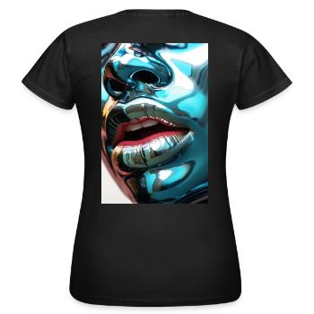 Metal Art - Kissing Wall - petrol - Women's T-Shirt - black - Back - AI Model Female 172 dark (172cm)